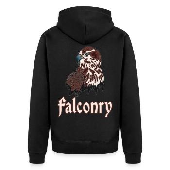 Falconry pickling bird of prey Grei Falcon - Unisex Premium Organic Zip Hoodie - black - Back - Nico (187cm)
