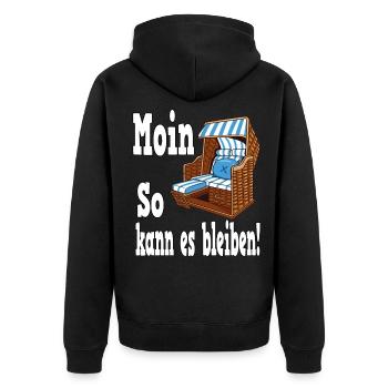 Moin So Kann Es Bleiben - Unisex Premium Bio Zip Hoodie - Schwarz - Hinten - Nico (187cm)