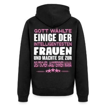 Deutscher Jagdterrier - Jagdterrier Hund - Unisex Premium Bio Zip Hoodie - Schwarz - Hinten - Nico (187cm)