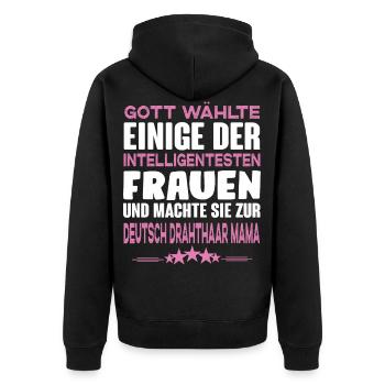 Deutsch Drahthaar - Deutsch Drahthaar Hund - Unisex Premium Bio Zip Hoodie - Schwarz - Hinten - Nico (187cm)
