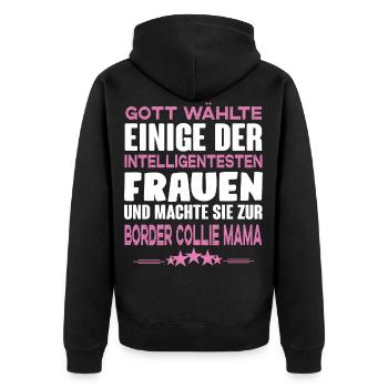 Border Collie - Border Collie Hund - Unisex Premium Bio Zip Hoodie - Schwarz - Hinten - Nico (187cm)