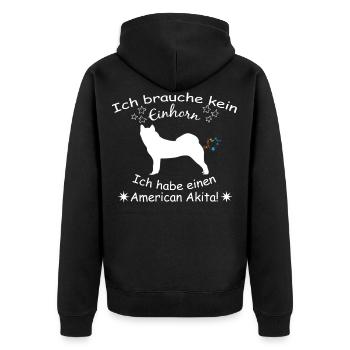 American Akita Hund - American Akita - Unisex Premium Bio Zip Hoodie - Schwarz - Hinten - Nico (187cm)