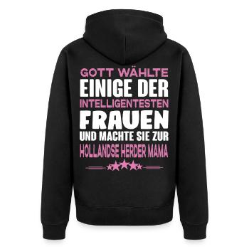 Hollandse Herder Hund - Hollandse Herder - Unisex Premium Bio Zip Hoodie - Schwarz - Hinten - Nico (187cm)
