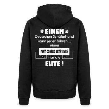 Flat Coated Retriever - Flat Coated Retriever Hund - Unisex Premium Bio Zip Hoodie - Schwarz - Hinten - Nico (187cm)