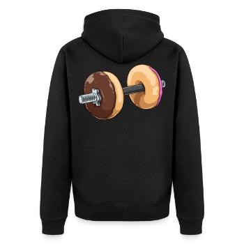 Donut Haltère Fitness - Veste à capuche bio Premium Unisexe - noir - Dos - Nico (187cm)