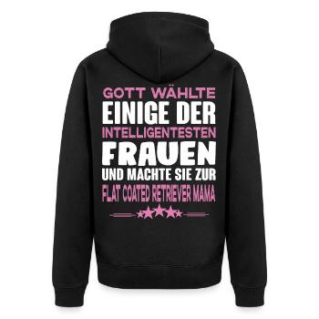 Flat Coated Retriever - Flat Coated Retriever - Unisex Premium Bio Zip Hoodie - Schwarz - Hinten - Nico (187cm)