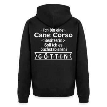 Cane Corso Hund - Cane Corso - Unisex Premium Bio Zip Hoodie - Schwarz - Hinten - Nico (187cm)