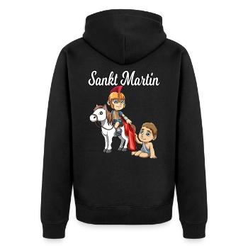 Sankt Martin St Martin - Unisex Premium Bio Zip Hoodie - Schwarz - Hinten - Nico (187cm)