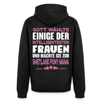 Shetland Pony - Shetty - Unisex Premium Bio Zip Hoodie - Schwarz - Hinten - Nico (187cm)