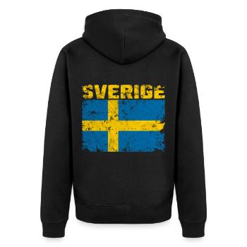 Sweden Sverige Scandinavia - Unisex Premium Bio Zip Hoodie - Schwarz - Hinten - Nico (187cm)