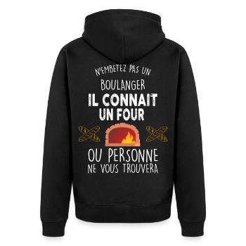 Boulangerie, idée cadeau humour métier boulanger - Veste à capuche bio Premium Unisexe - noir - Dos - Nico (187cm)