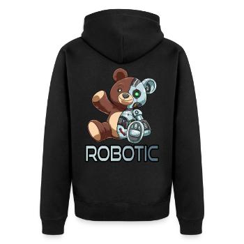 Lustiges Bär Roboter Robotic Kuscheln Cyborg - Unisex Premium Bio Zip Hoodie - Schwarz - Hinten - Nico (187cm)