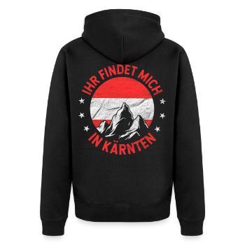 Ihr findet mich in Kärnten Österreich - Unisex Premium Bio Zip Hoodie - Schwarz - Hinten - Nico (187cm)