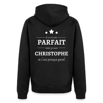 Je ne suis pas parfait mais je suis Christophe - Veste à capuche bio Premium Unisexe - noir - Dos - Nico (187cm)