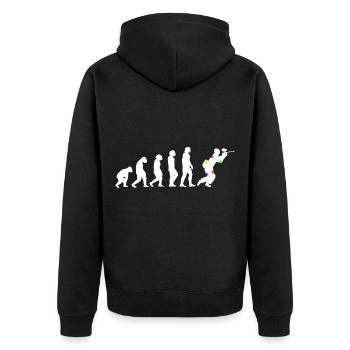 Gotcha Marker Hopper Paintball Field - Unisex Premium Organic Zip Hoodie - black - Back - Nico (187cm)