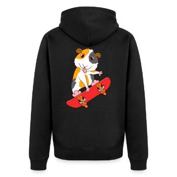 Skateboard Guinée Cochon Skate Sur T-shirt Design - Veste à capuche bio Premium Unisexe - noir - Dos - Nico (187cm)