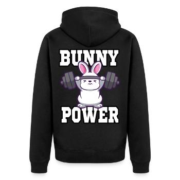 Lapin fitness muscle exercice poids - Veste à capuche bio Premium Unisexe - noir - Dos - Nico (187cm)