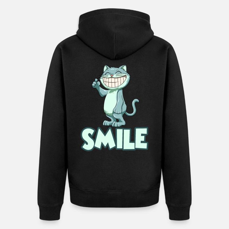 Chat souriant - Veste à capuche bio Premium Unisexe - noir