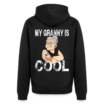 My Granny Is Cool for best grandma - Unisex Premium Organic Zip Hoodie - black - Back - Nico (187cm)