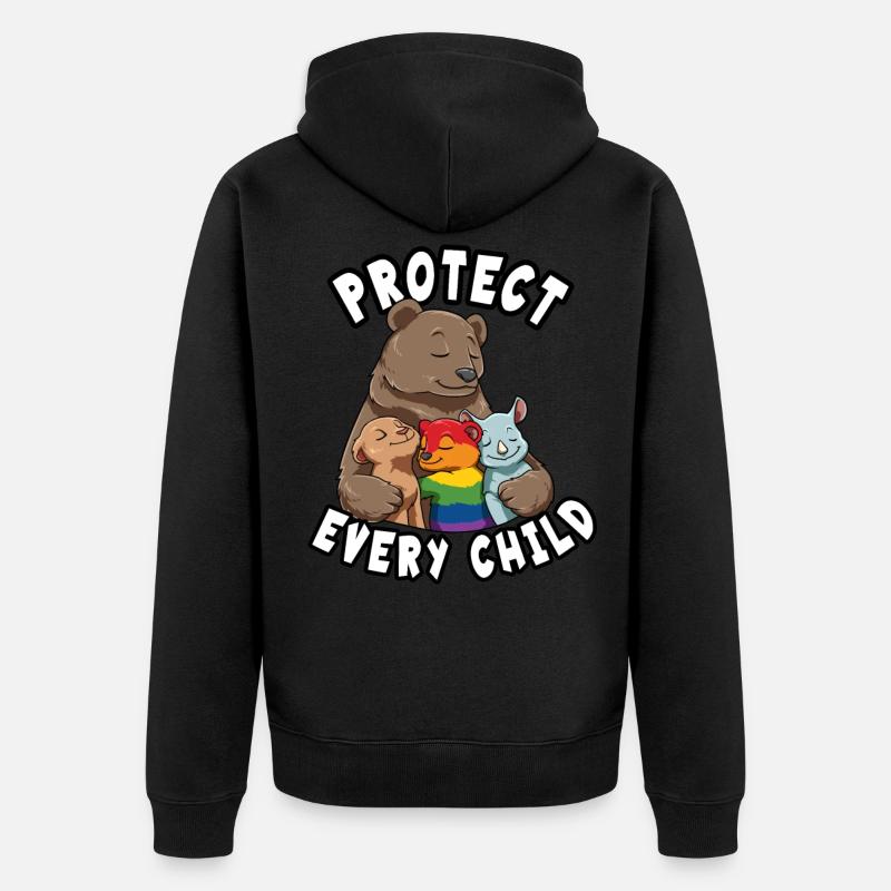 Bears Mom protège ses enfants - Veste à capuche bio Premium Unisexe - noir