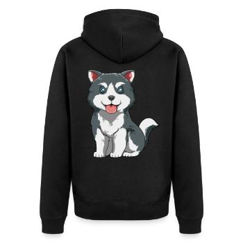 Husky chiot - Veste à capuche bio Premium Unisexe - noir - Dos - Nico (187cm)