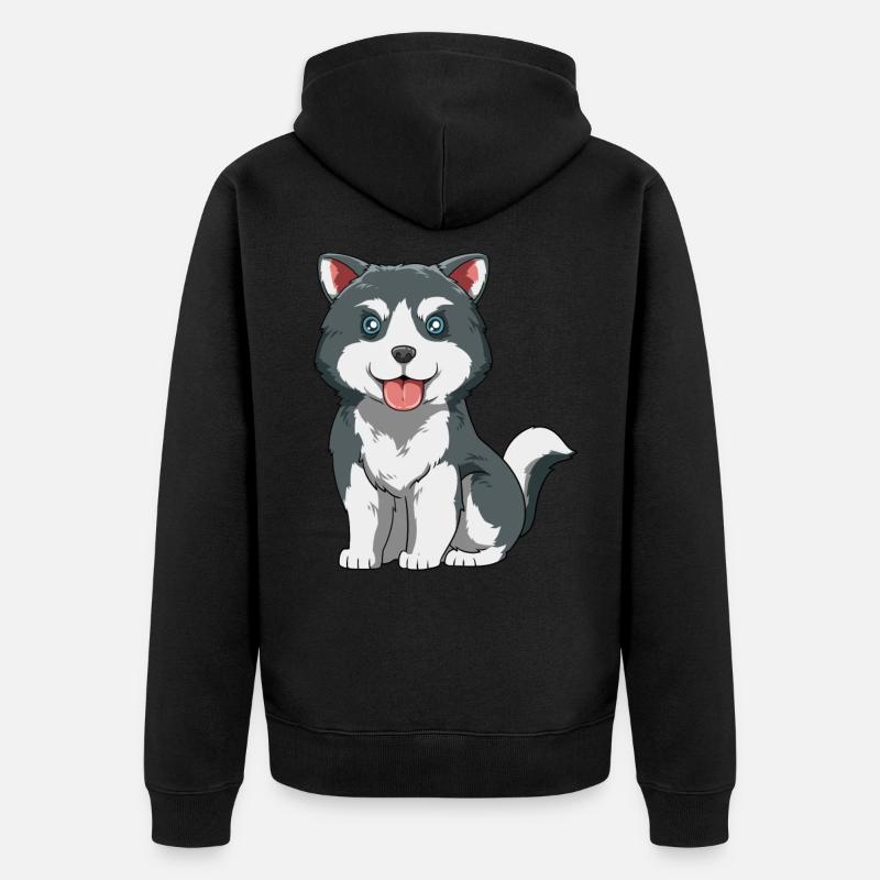 Husky chiot - Veste à capuche bio Premium Unisexe - noir