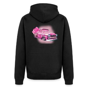 148 Vintage rosa Auto Design klassische Retro Geschenkkunst - Unisex Premium Bio Zip Hoodie - Schwarz - Hinten - Nico (187cm)