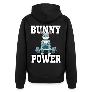 Lapin fitness muscle exercice poids - Veste à capuche bio Premium Unisexe - noir - Dos - Nico (187cm)