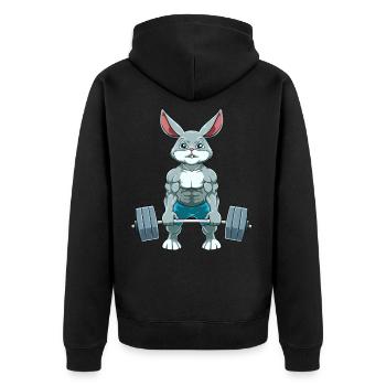 Lapin Fitness Muscle Entraînement Poids - Veste à capuche bio Premium Unisexe - noir - Dos - Nico (187cm)