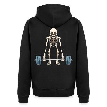Funny skeleton weightlifting - Unisex Premium Organic Zip Hoodie - black - Back - Nico (187cm)