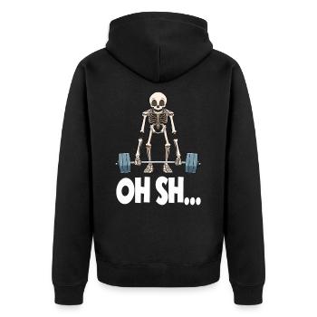 Squelette drôle Haltérophilie - Veste à capuche bio Premium Unisexe - noir - Dos - Nico (187cm)