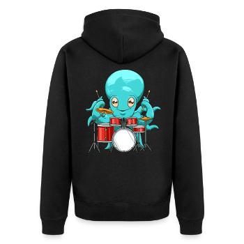 Squid Drummer - Unisex Premium Organic Zip Hoodie - black - Back - Nico (187cm)
