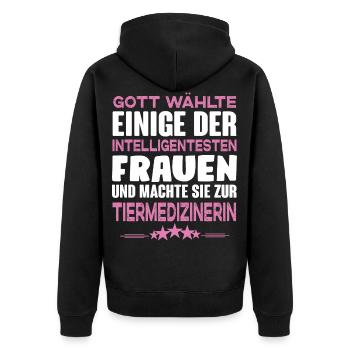 Tiermedizin - Tiermedizinerin - Unisex Premium Bio Zip Hoodie - Schwarz - Hinten - Nico (187cm)