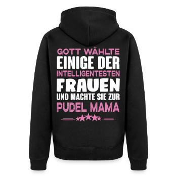 Pudel - Unisex Premium Bio Zip Hoodie - Schwarz - Hinten - Nico (187cm)