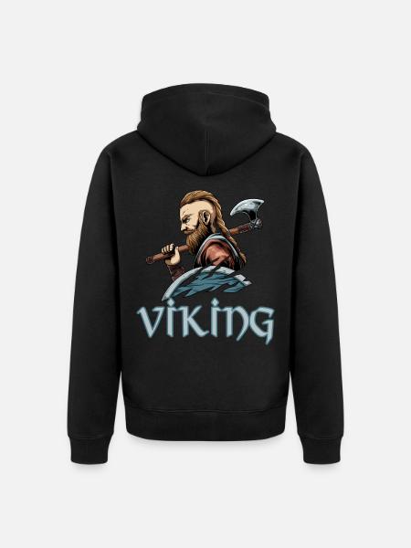 Viking Viking Valhalla Odin - Unisex Premium Organic Zip Hoodie - black