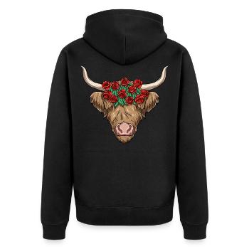 Pfingstochse für einen Bauer Kuhbesitzer Landwirt - Unisex Premium Bio Zip Hoodie - Schwarz - Hinten - Nico (187cm)