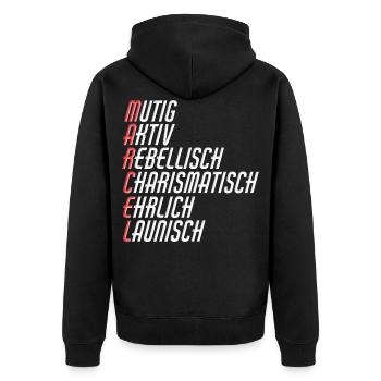 Marcel - Unisex Premium Bio Zip Hoodie - Schwarz - Hinten - Nico (187cm)