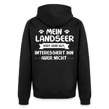 Landseer - Unisex Premium Bio Zip Hoodie - Schwarz - Hinten - Nico (187cm)