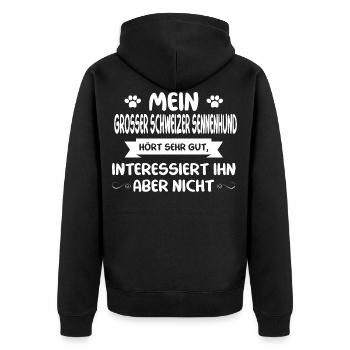 Grosser Schweizer Sennenhund - Unisex Premium Bio Zip Hoodie - Schwarz - Hinten - Nico (187cm)