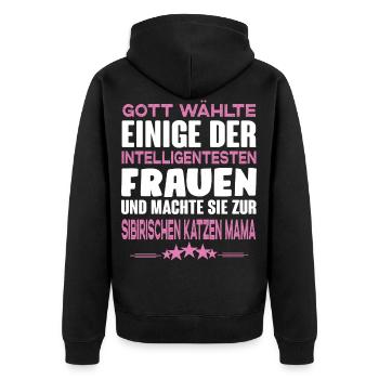 Sibirische Katze - Unisex Premium Bio Zip Hoodie - Schwarz - Hinten - Nico (187cm)