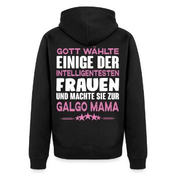 Galgo Mama - Unisex Premium Bio Zip Hoodie - Schwarz - Hinten - Nico (187cm)