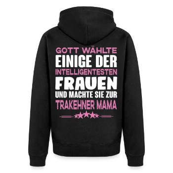 Trakehner Mama - Unisex Premium Bio Zip Hoodie - Schwarz - Hinten - Nico (187cm)
