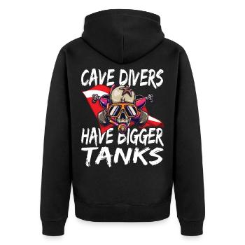 Cave Divers Have Bigger Tanks - Unisex Premium Bio Zip Hoodie - Schwarz - Hinten - Nico (187cm)