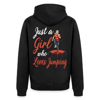 Jumping Trampolin Trendsport Fitness Damen Sport - Unisex Premium Bio Zip Hoodie - Schwarz - Hinten - Nico (187cm)