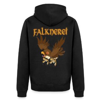 Falknerei Beizjagd Greifvogel Greif Falke - Unisex Premium Bio Zip Hoodie - Schwarz - Hinten - Nico (187cm)