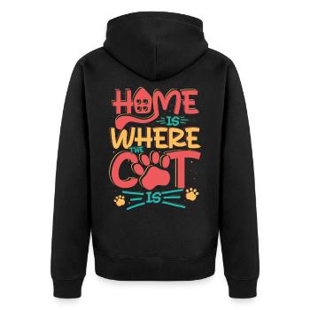 LA MAISON EST L’ENDROIT OÙ SE TROUVE MON CHAT - Veste à capuche bio Premium Unisexe - noir - Dos - Nico (187cm)