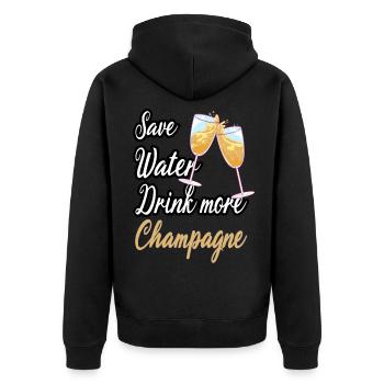 Save Water Drink - Unisex Premium Bio Zip Hoodie - Schwarz - Hinten - Nico (187cm)