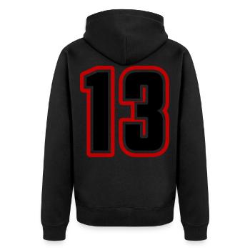 13 symbole de nombre - Veste à capuche bio Premium Unisexe - noir - Dos - Nico (187cm)