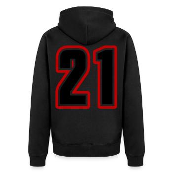 21 symbole de nombre - Veste à capuche bio Premium Unisexe - noir - Dos - Nico (187cm)