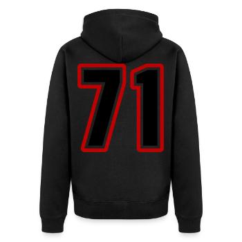 71 Number Symbol - Unisex Premium Organic Zip Hoodie - black - Back - Nico (187cm)